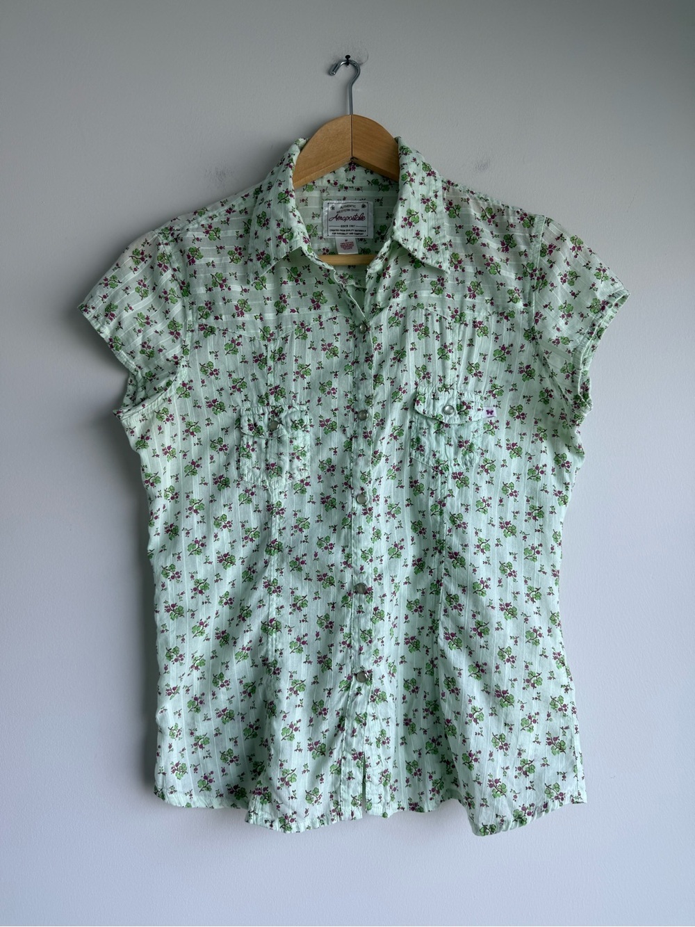Aeropostale Y2K Floral Western Pearl Snap Shirt M